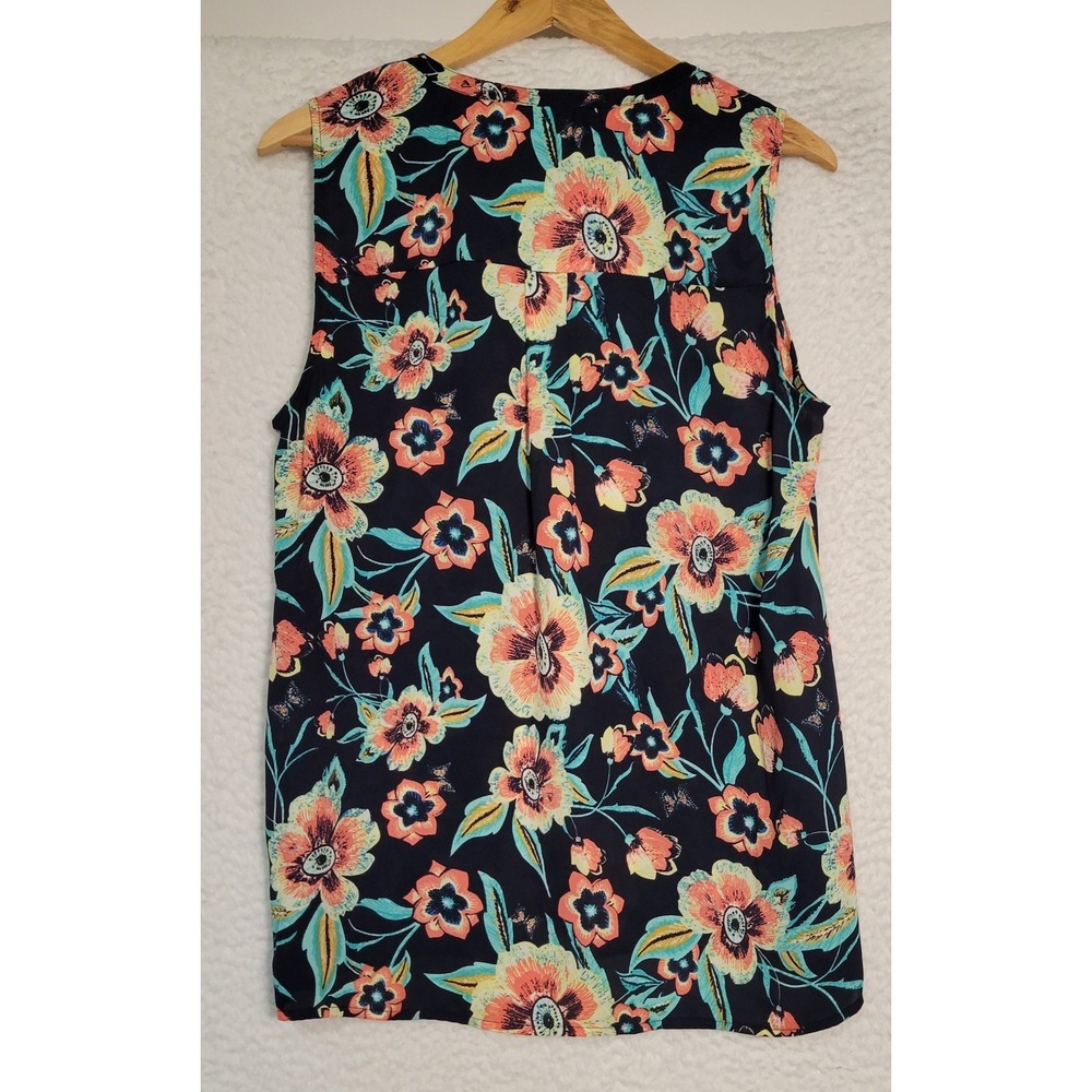 DR2 Womens Blouse Size L Sleeveless Floral V-Neck Tank Top Lightweight 1458 - Picture 2 of 6